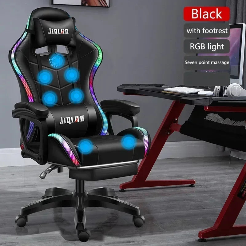 Ergonomic swivel chair Massage Recliner gamer chairs High quality gaming chair RGB light office chair gamer computer