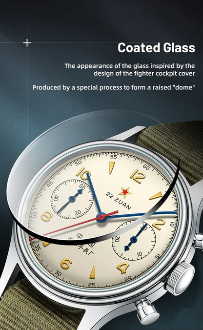 Seagull 1963 International Edition Men's Mechanical Watch Chronograph Pilot Manual Winding Watch ST1901 Black Leather Strap Hot