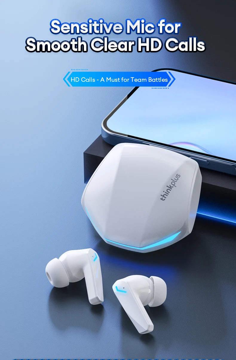 Auriculares sem fios Lenovo GM2 Pro TWS Bluetooth 5.3 – Auriculares HD com controlo tátil e microfone, auscultadores desportivos à prova de água
