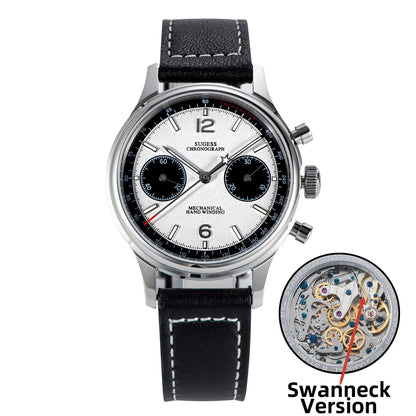 Sugess 1963 Pilot Watch Men Mechanical Chronograph Panda Wristwatch Air Force Sapphire Waterproof for Seagull Movement ST1901 v3