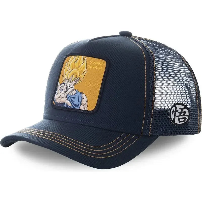 Dragon Ball Son Goku-baseballkasket til mænd, sommerkasket til rejser, broderet hiphop-solskærm, justerbar trucker-meshkasket