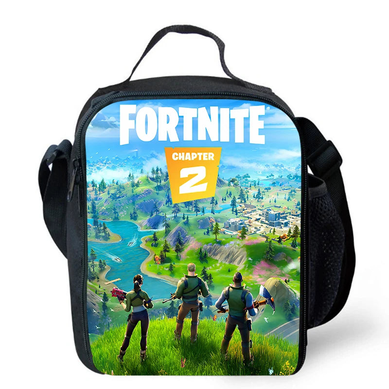 Risankasta torba za kosilo Fortnite, prenosna izolirana torba za kosilo, večkratno uporabna torba za shranjevanje hrane, primerna za otroke in študente.