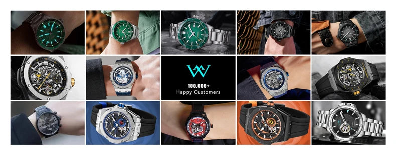WM Watch Automatic Mechanical Diver Watches Men Sparkle Grain Gradient Dial Ceramic Bezel NH35 AR Coated Welly Merck Watch WM212