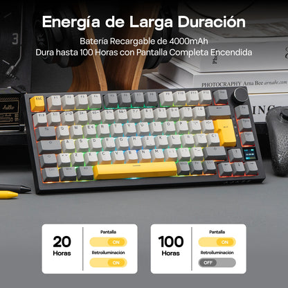 Layout ISO-ES EPOMAKER X AJAZZ AK820 PRO 75% spagnolo, tastiera meccanica cablata/2.4GHz/BT con schermo e manopola per PC/Mac