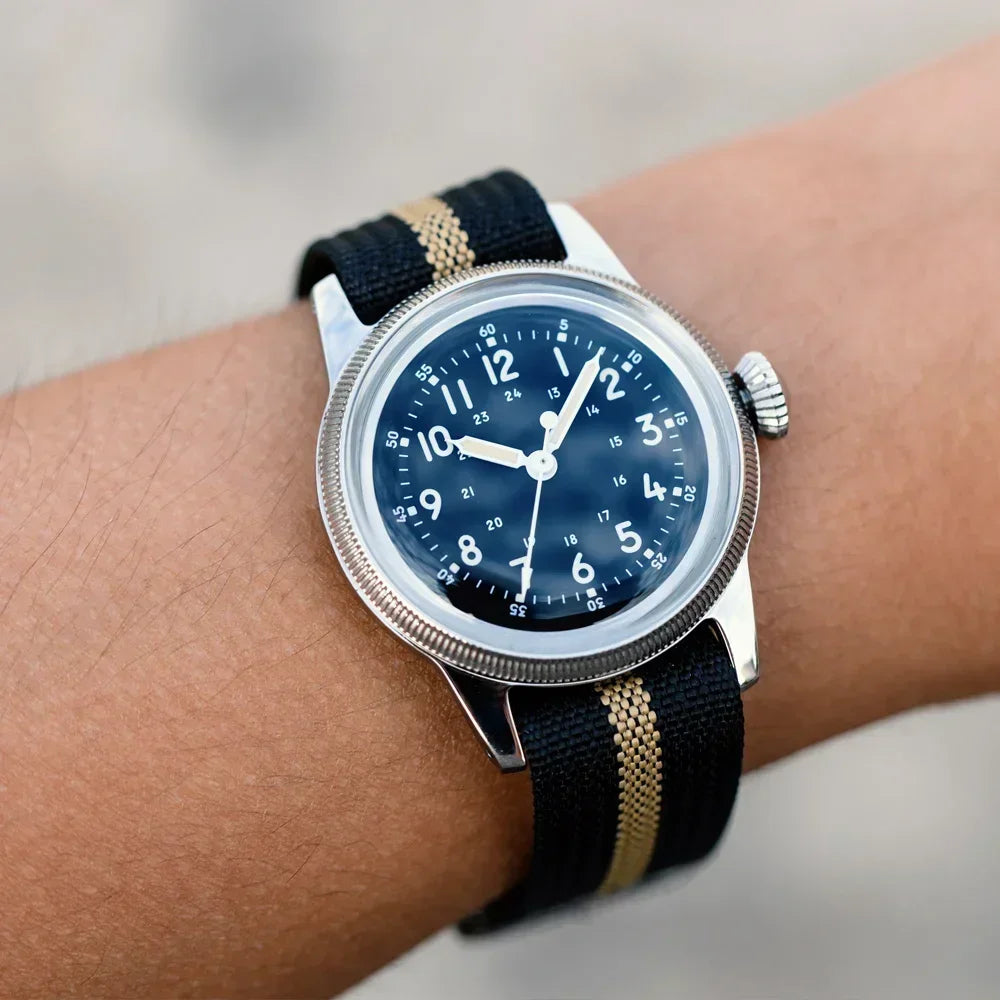 RDUNAE RA05 Vintage Military Watch 2035 Movement Quartz K1 Mineral Glass Crystal Stainless Steel Luminous Waterproof Men's Watches