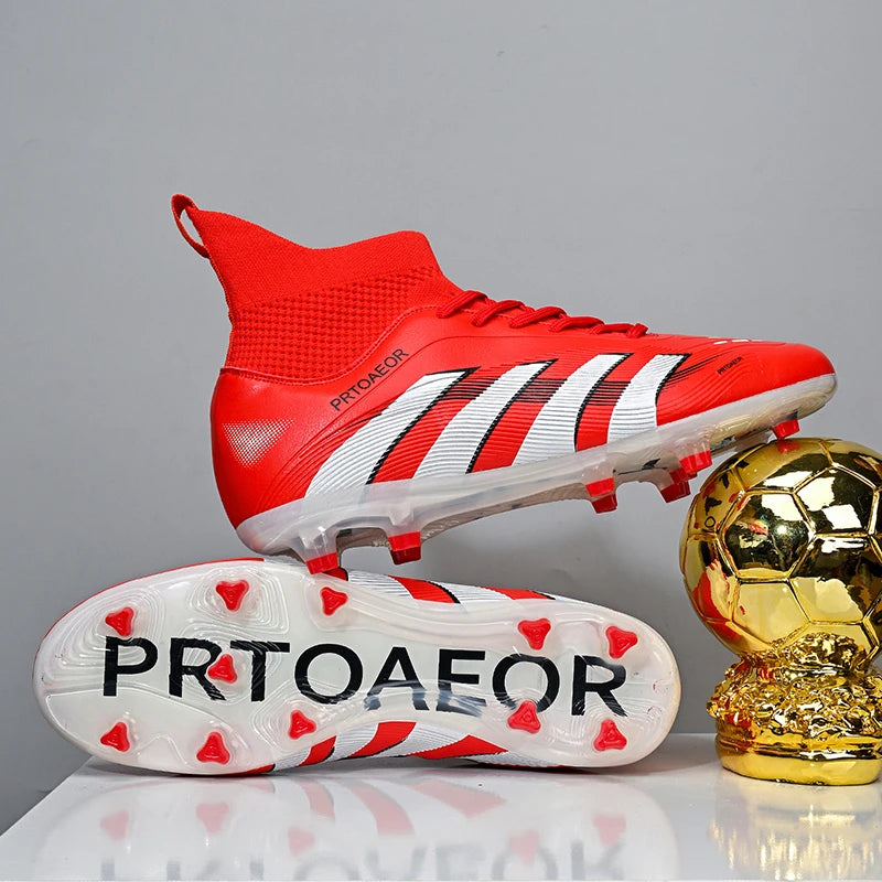 Nouvelles chaussures de football professionnelles pour hommes, crampons de football antidérapants TF/FG, baskets pour garçons, chaussures de sport confortables à la cheville, unisexes