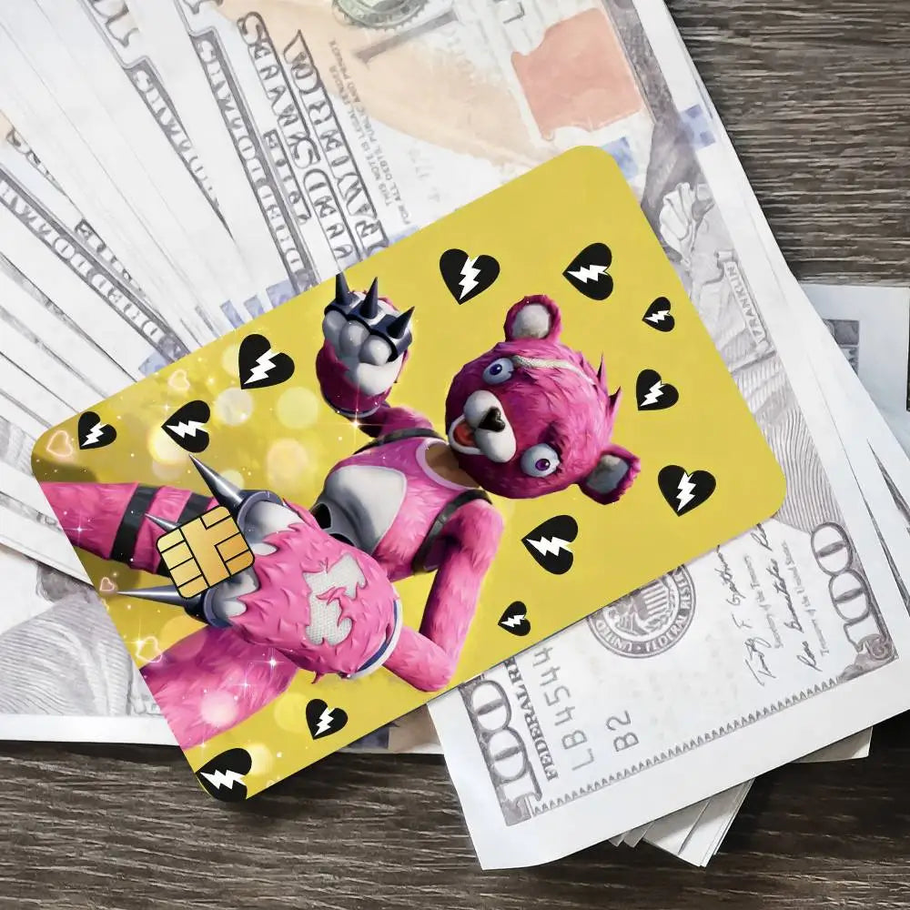 Autocolantes de cartões de jogo Fortnite Cuddle Team Leader para cartões bancários, película protetora impermeável, presente surpresa