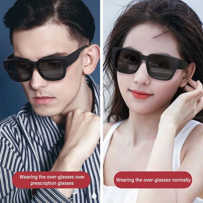 Polarized Fit Over Glasses Sunglasses Trendy Square Wrap Around Shades UV400 Protection Sun Glasses Can Be Worn Over Other Glass