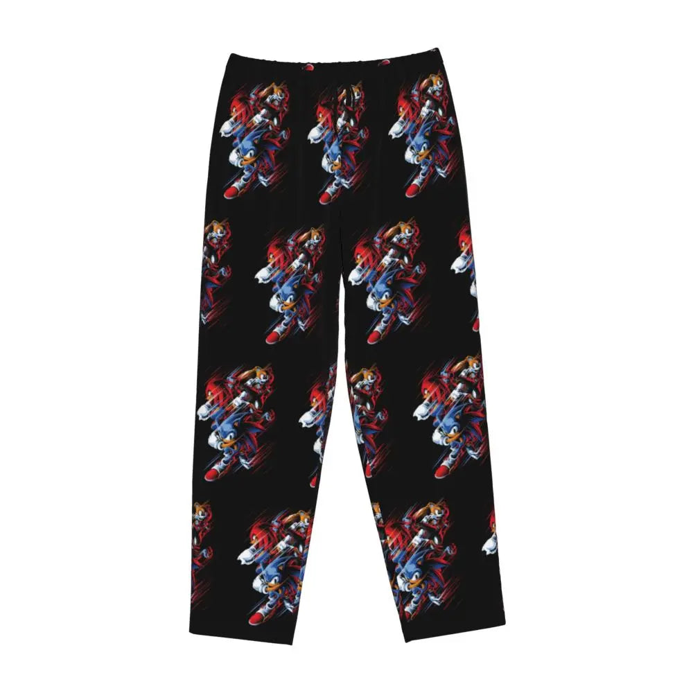 Custom Women Soniced Pajama Pants Printed Hedgehog Game Sleep Sleepwear Bottoms with Pockets