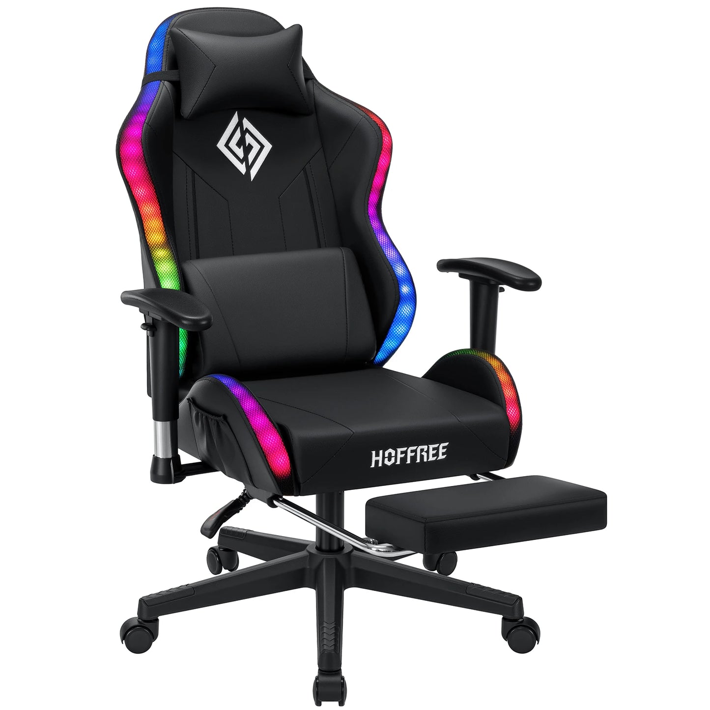 250Lbs Load LED Gaming Chair for Children 8-15 Years, Adjustable Gamer Chair with LED Lighting, Footrest & Lumbar Support