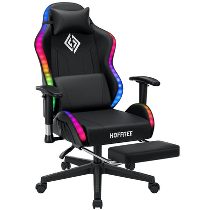 250Lbs Load LED Gaming Chair for Children 8-15 Years, Adjustable Gamer Chair with LED Lighting, Footrest & Lumbar Support