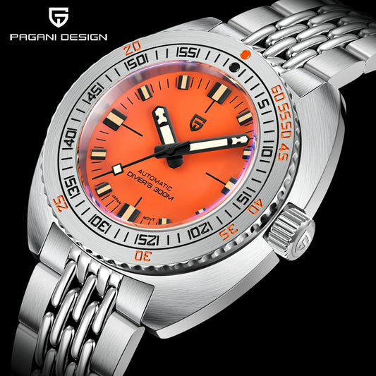 PAGANI DESIGN 2025 New Men's Automatic Mechanical Divers Watches NH38 Sapphire Stainless Steel 300m Waterproof AR Watch for Men