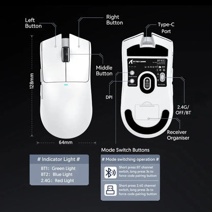 ATTACK SHARK X11SE ultra lagani bežični gaming miš, životni vijek od 20Million ciklusa, PAW3311 Gaming, 22KDPI, 400IPS, 40G, 1KHz, 65 Hours, 30mAH