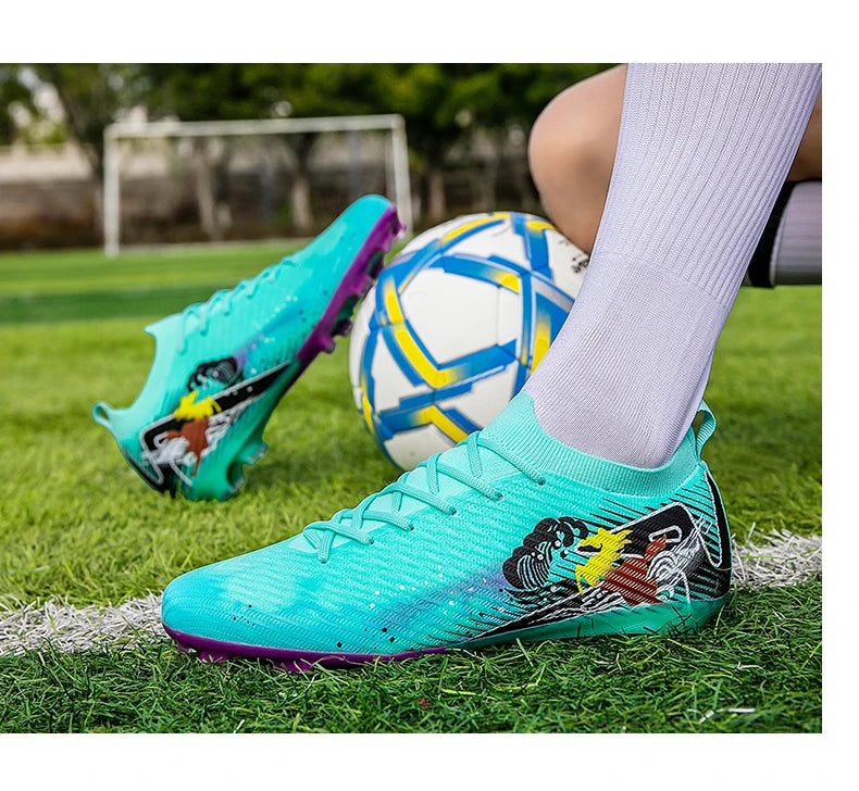 New Men Football Boots Cleats Non-Slip Match Ultralight Soccer FG Training Shoes Soccer Shoes Long Spikes Outdoor Drop Shipping
