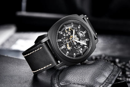 BENYAR Watch for Men Luxury Skeleton Tourbillon Automatic Mechanical Men's Watch 30M Waterproof Leather Strap Sports Reloj Hombre