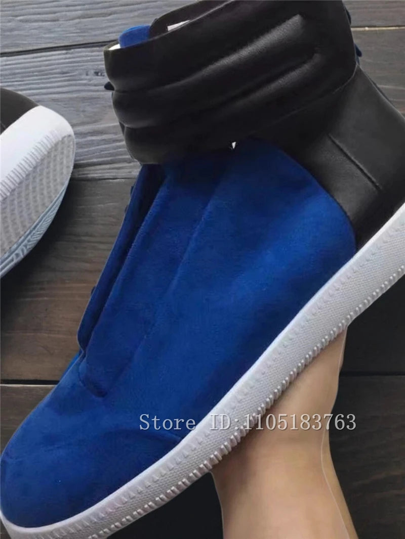 Men Mixed Color Real Leather Ankle Boots Fashion Design Lace-Up High Top Sport Shoes Male Casual Flat Sneakers