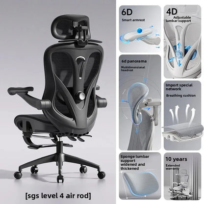 Chaise ergonomique réglable et confortable, chaise d'ordinateur, chaise de bureau, chaise de gamer, pour une utilisation sédentaire sans fatigue, avec dossier et appui-tête.