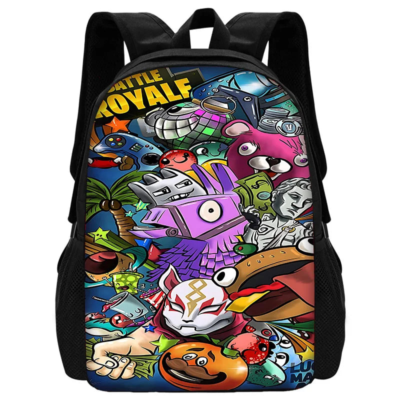 Hot Game Child School Backpack with Lunch Bags, Design-F-FortniteS Pencil Bags, School Bags for Boys Girls Best Gift