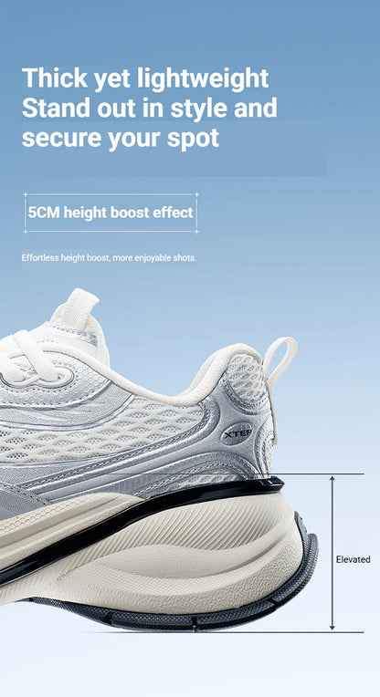 Xtep Basque 3 Men's Sneakers, Retro Fashion, Breathable Luxury Height-Increasing Sports Shoes, Spring 2026, Model 874219320001