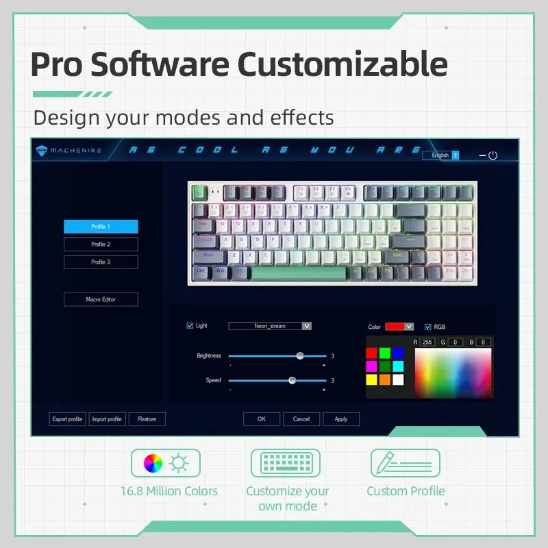 MACHENIKE K500 Mechanical Keyboard Wired Gaming Keyboard K500-B94 Hot Swappable 94 Keys 90% Layout RGB Backlight for PC Laptop