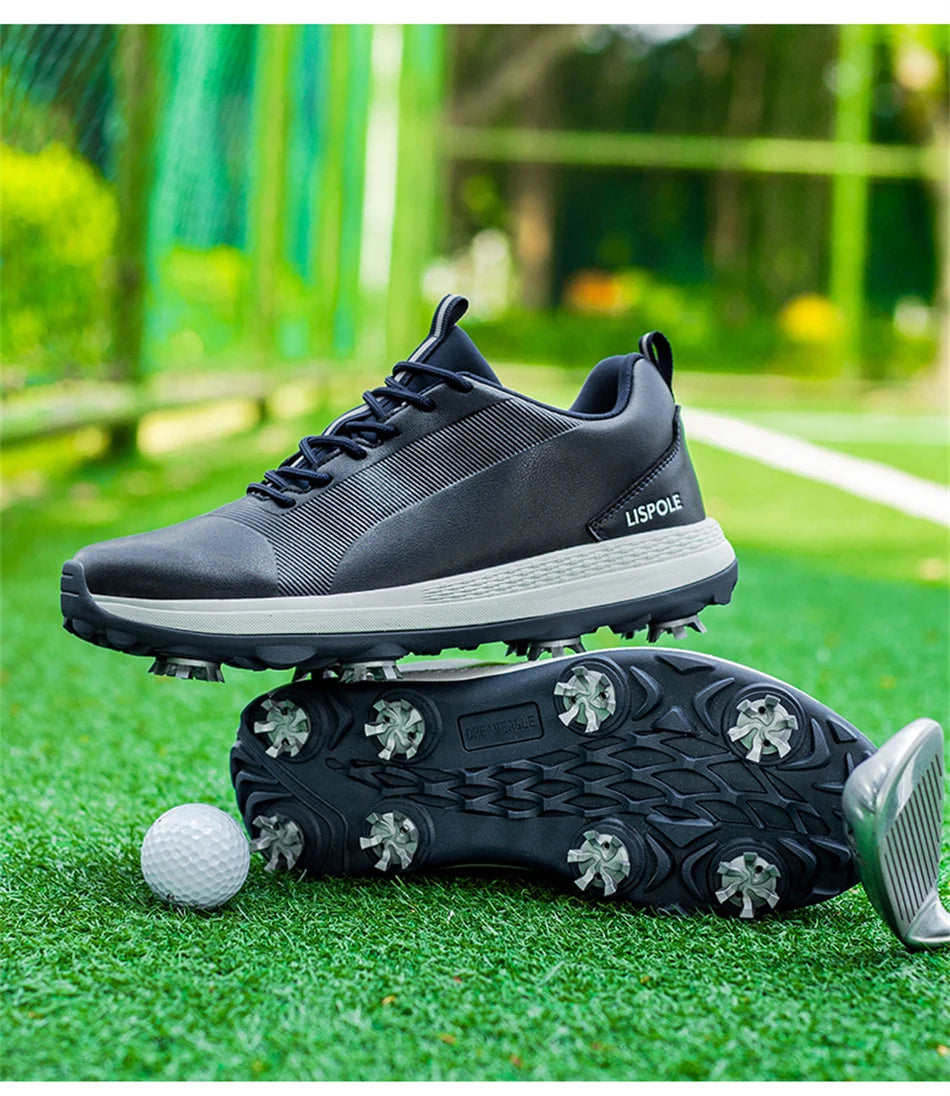 Lersure golfski čevlji za moške, vodoodporni golfski čevlji s špicami, profesionalna protizdrsna golfska obutev, športni copati, luksuzni športni čevlji