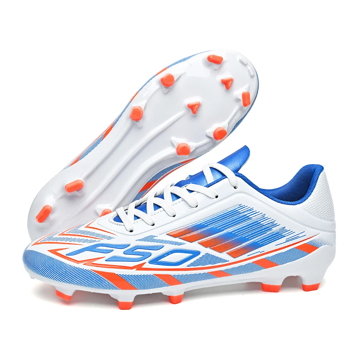 Chaussures de football AG FG pour adultes, tissu PU doux et agréable pour la peau, semelle extérieure antidérapante en TPU, résistantes à l'usure, pour les matchs sur gazon du week-end