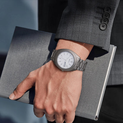 BERNY Full Titanium Men Watch Date Week Quartz Watches Calendar Sapphire Super Luminous 100M Waterproof Lightweight Wristwatch