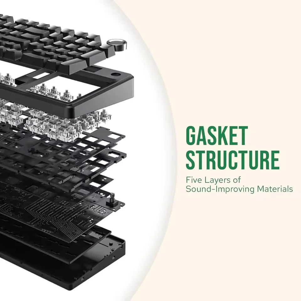 AULA F99PRO Gaming Mechanical Keyboard 99 Key Three Mode Wireless Hot Swappable Gasket Structure Custom Keyboard with Media Knob