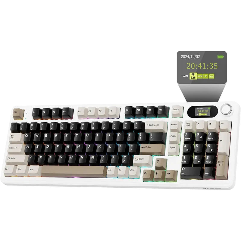 ATTACK SHARK X98 RGB Wireless Mechanical Keyboard,LED Smart Display&Knob, Hot Swappable,Pre-lubed Linear Switches