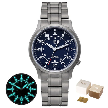 BERNY Titanium Men Quartz Watch AR Coating Sapphire Fashion Wristwatch Luminous VH31 Ultra-thin Wristwatch Waterproof 5ATM Watch