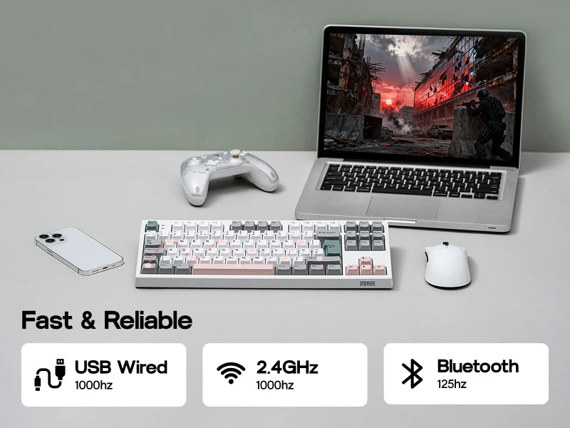 ISO-UK Layout EPOMAKER TH87 TKL Layout Wired/BT/2.4Ghz Wireless NKRO Mechanical Keyboard with 10000mAh Battery & RGB Light