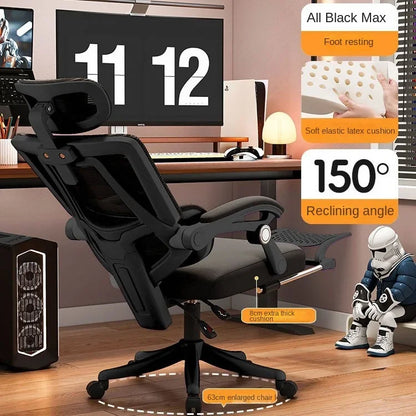 Cadeira de Escritório Ergonómica em Malha com Apoio Lombar, Cadeira de Secretária de Encosto Alto para Adultos, Cadeira de Trabalho Confortável para Longas Horas