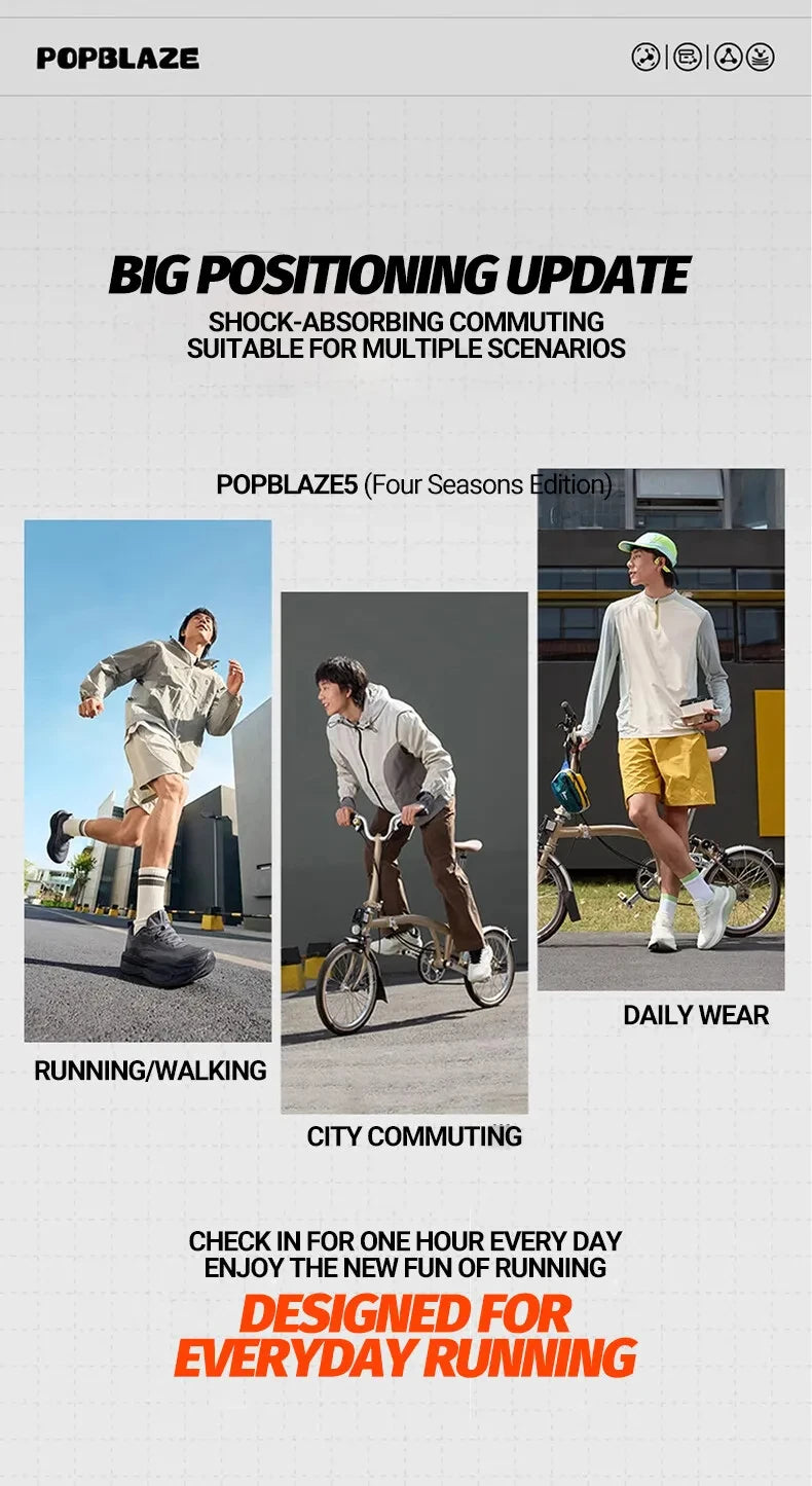 361 Degrees PopBlaze 5 Chaussures de course pour homme - Nouvelles semelles épaisses amortissantes, respirantes et antidérapantes - Baskets de jogging d'extérieur pour homme 672532212