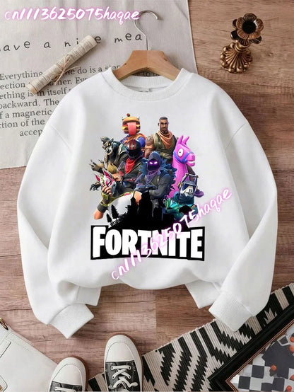 New Fortnite Kids Sweatshirts Cartoon Game Character Printed Hoodie Autumn Casual Children Tops Winter Baby Boys Clothing