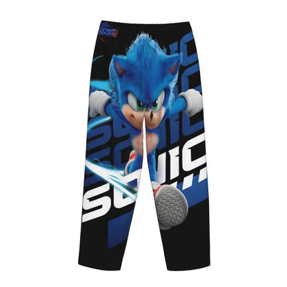 Custom Printed Womens Soniced Pajama Pants Hedgehog Game Sleepwear Sleep Lounge Bottoms with Pockets