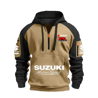 2025 Suzuki Logo Hoodie Motorcycle Racing Cycling Sweatshirt Racing Clothing Sweatshirt Half Zipper Multi-pocket Zipper Hoodie, produit gaming premium Fraquane, équipement gamer