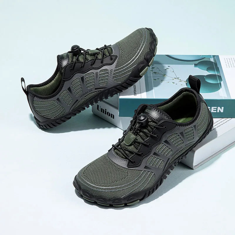 HOBIBEAR Sneaker unisex a punta larga, stile barefoot, antiscivolo, scarpe sportive da esterno con fascia elastica, sneakers da spiaggia