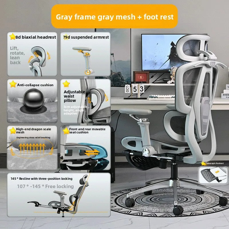 Portable Minimalist Ergonomic Chair 10D Armrest Computer Chair Office Chair Study Chair Gaming Chair Gravity Sturdy and Durable