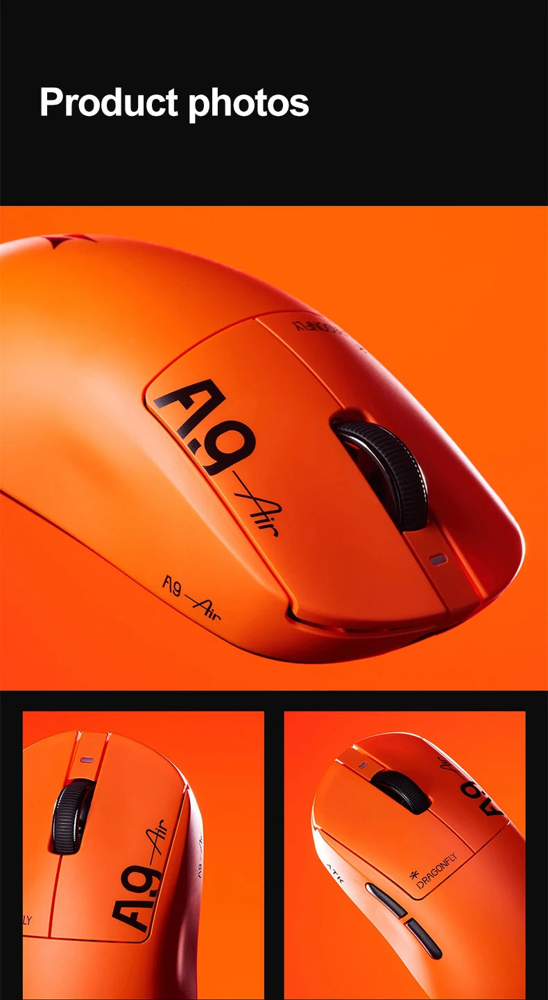 ATK Dragonfly A9 Ultimate Wireless Gaming Mouse, PAW3950 Ultra Sensor, 8KHz Polling Rate, Ultra Lightweight Ergonomic Gaming Mouse for FPS & Esports