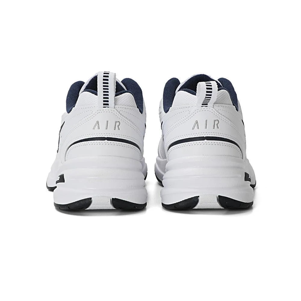 Nike Air Monarch 4 White Navy Fabric Leather Retro Classic Non-Slip Low-Top Dad Shoes Men's Blue and White 415445-102