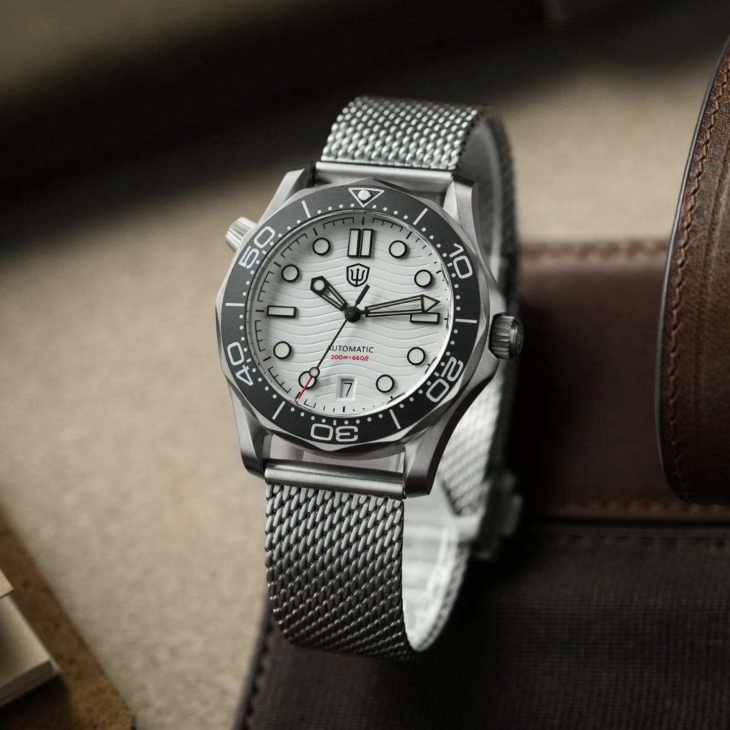 Watchdives WD007 V2 39mm Titanium Dive Watch PT5000 Automatic Movement Luminous 200m Waterproof Domed Bubble Sapphire Watches