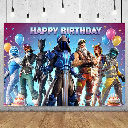 Fortnite Game Theme Birthday Party Decoration Background Fortnite Gamer Banner Boys Girls Photography Supplies Backdrop Kid Gift
