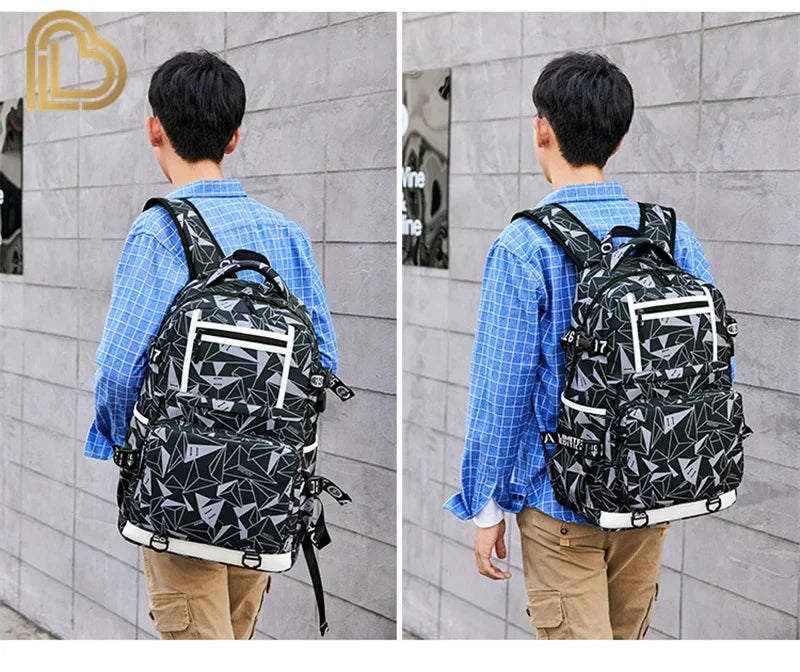 Ultima Knight F-Fortnited Battle Royale Rucksack mit USB-Ladeanschluss, Anime-Figuren und Studienfach für Schreibwaren für Schüler