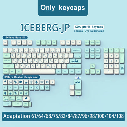 Keycaps Iceberg perfil XDA, brasileiro, coreano, japonês, russo, espanhol e francês, tecla Enter ISO em PBT para teclado mecânico GK61