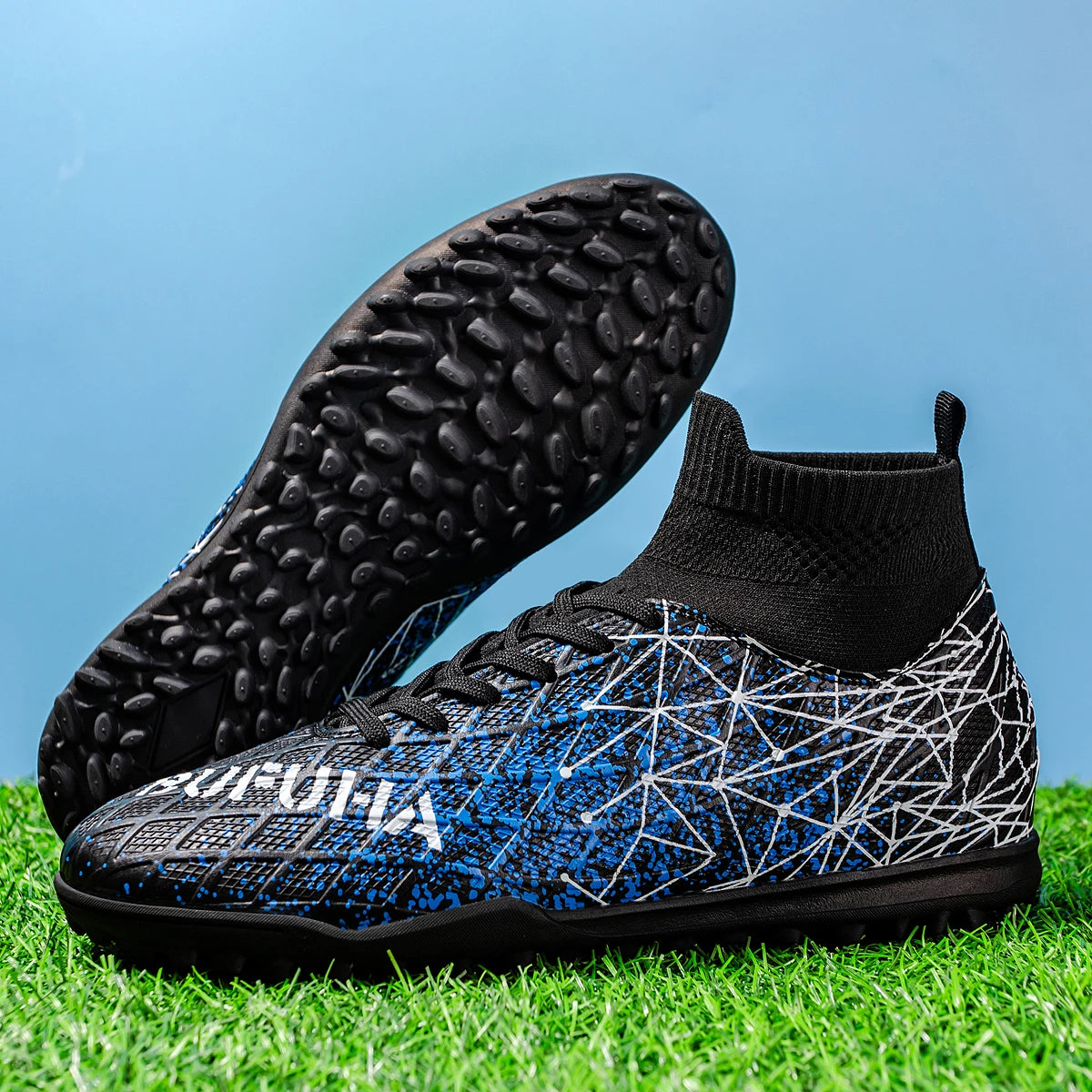 TF Soccer Shoes For Kids Youth PU Fabric Upper Rubber Sole Wear-Resistant Non-Slip Training Football Boots