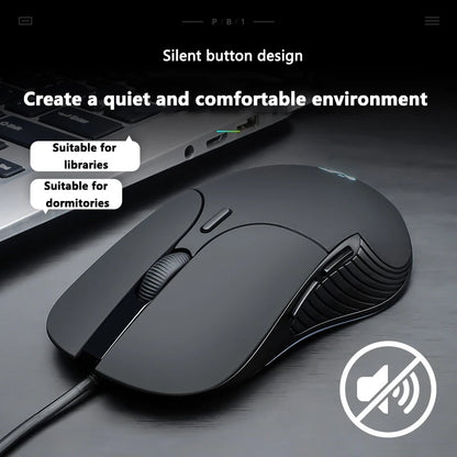 INPHIC B2 USB-Kabelmaus – leise Office- und Gaming-Maus für PCs und Laptops