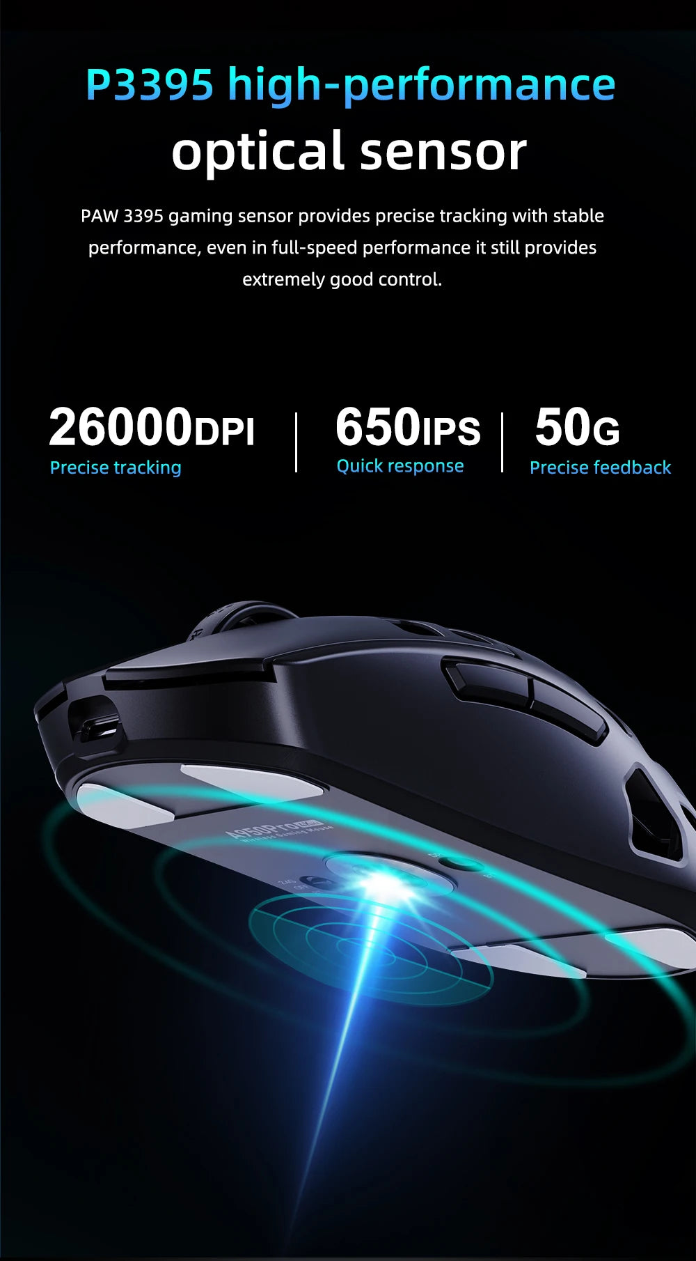 DAREU Al-mg Tri-Mode 8Khz PBT kabellose Gaming-Maus mit Schnellladefunktion PAW3950 30000 DPI, leicht, für PC-Gamer