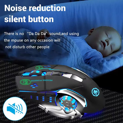 Q13 2.4G Bluetooth Wireless Mouse RGB Backlight DPI Adjustable 6 Keys USB Rechargeable Mechanical E-Sports Mouse for PC Laptop