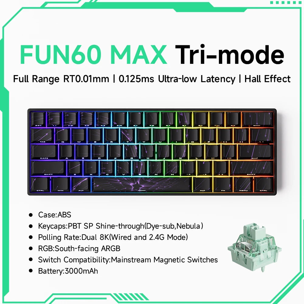 Akko MonsGeek FUN60 PRO&MAX HE Machanical Keyboard Magnetic Switch 60%  Gaming Keyboard Rapid Trigger 8K Custom Keyboard