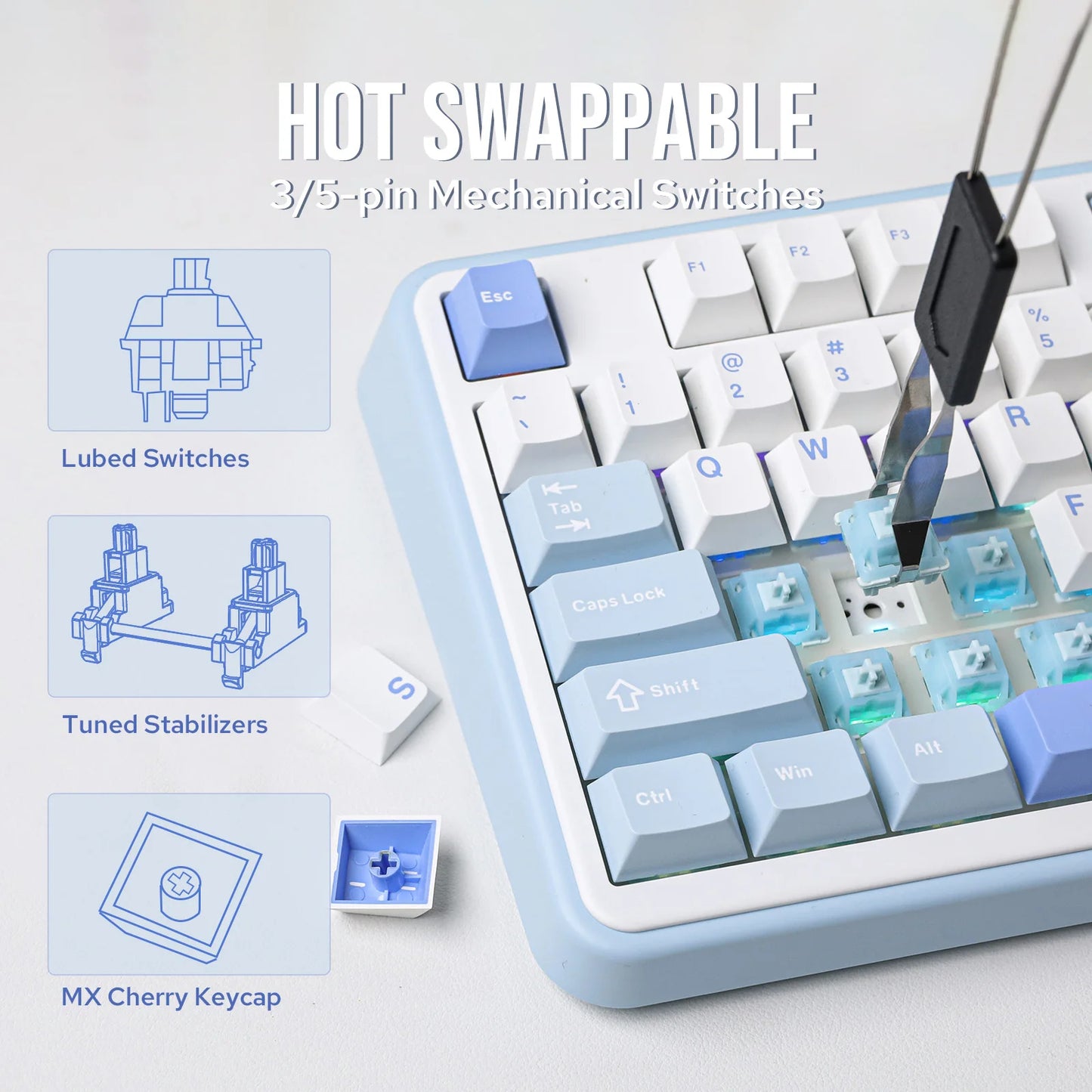 EPOMAKER TH99/TH99 Plus 96% QWERTY ANSI Wired/Bluetooth 5.0/2.4GHz Wireless Hot-Swap Gasket Mechanical Keyboard with Numpad
